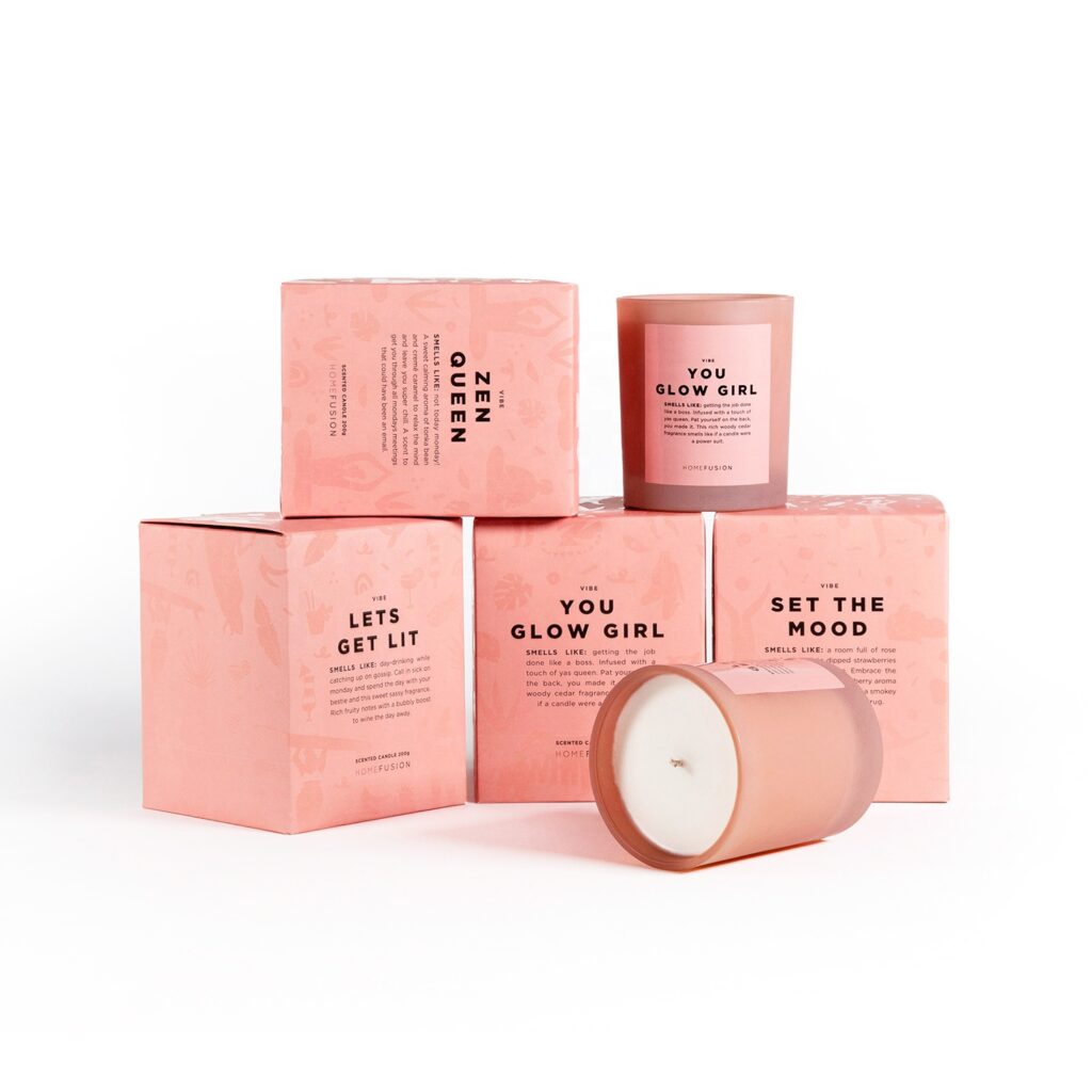 Custom Candle Folding Boxes Manufacturers 1 Cajas de regalo plegables personalizadas de color rosa para envolver velas 01