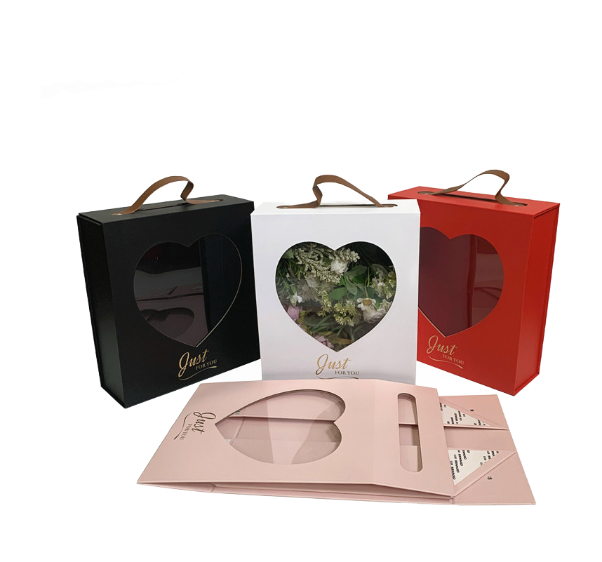 Hot Sale Rectangular Folding Packaging Box With Transparent Heart Shaped Window 05