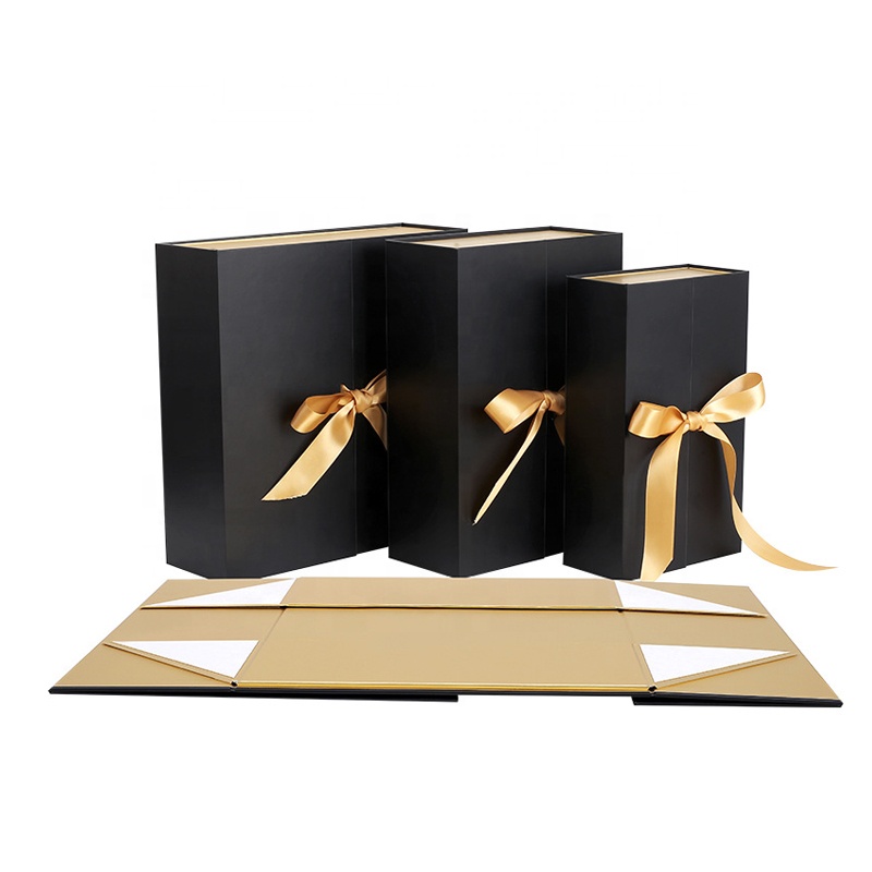 Luxury Black Magnetic Double Door Folding Box For Christmas Gift Packaging 05