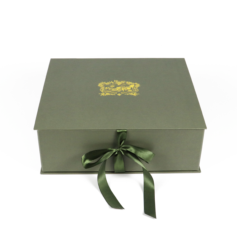 Personalized Magnetic Folding Box With Bow Ribbon For Tea Packaging 01