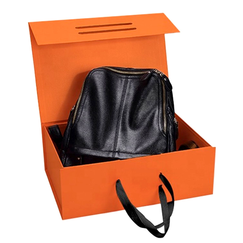 Orange Luxury Magnetic Folding Box Suitable For Handbags And Shoes Packaging 01